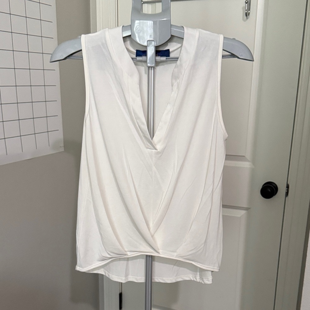 Blue Rain White Draped Blouse